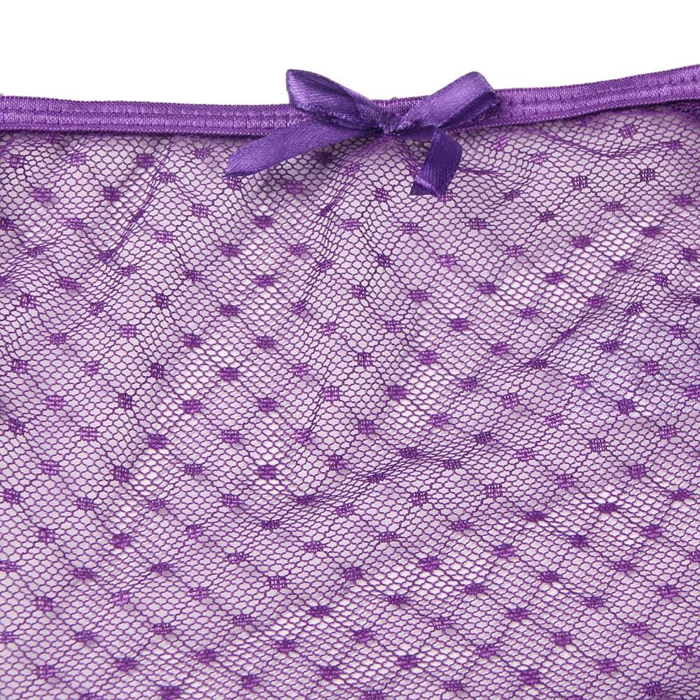 Purple High - Waist Lace Panty – Adjustable Straps & Cotton Gusset - TeaseFashion