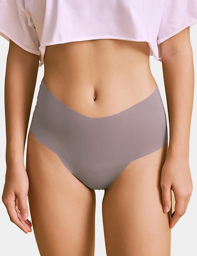 Purple Ice Silk High - Waist Seamless Thong – Trimmable Leg Opening - TeaseFashion