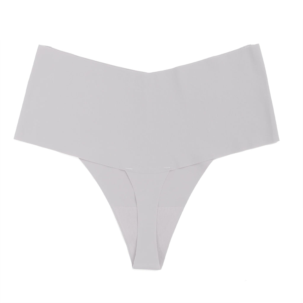 Purple Ice Silk High - Waist Seamless Thong – Trimmable Leg Opening - TeaseFashion