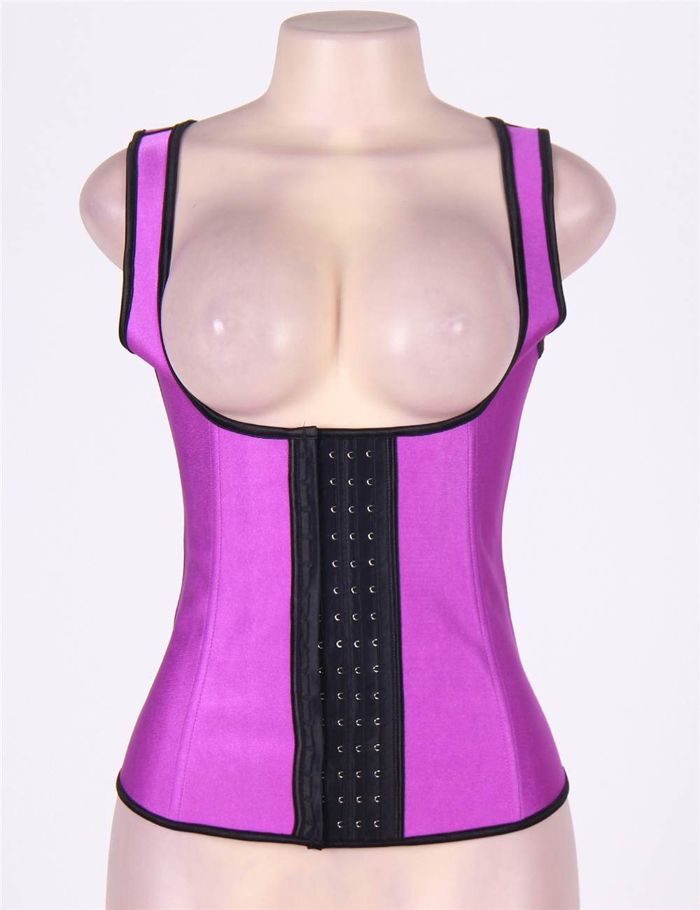 Purple Latex Waist Cincher Vest with 4 Steel Bones - TeaseFashion