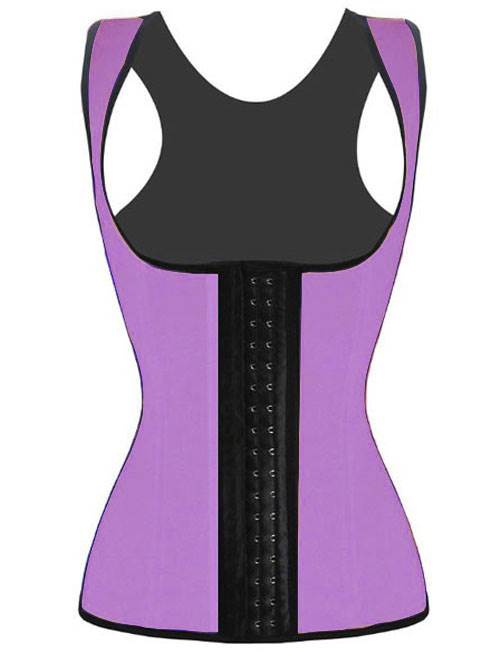 Purple Latex Waist Cincher Vest with 4 Steel Bones - TeaseFashion