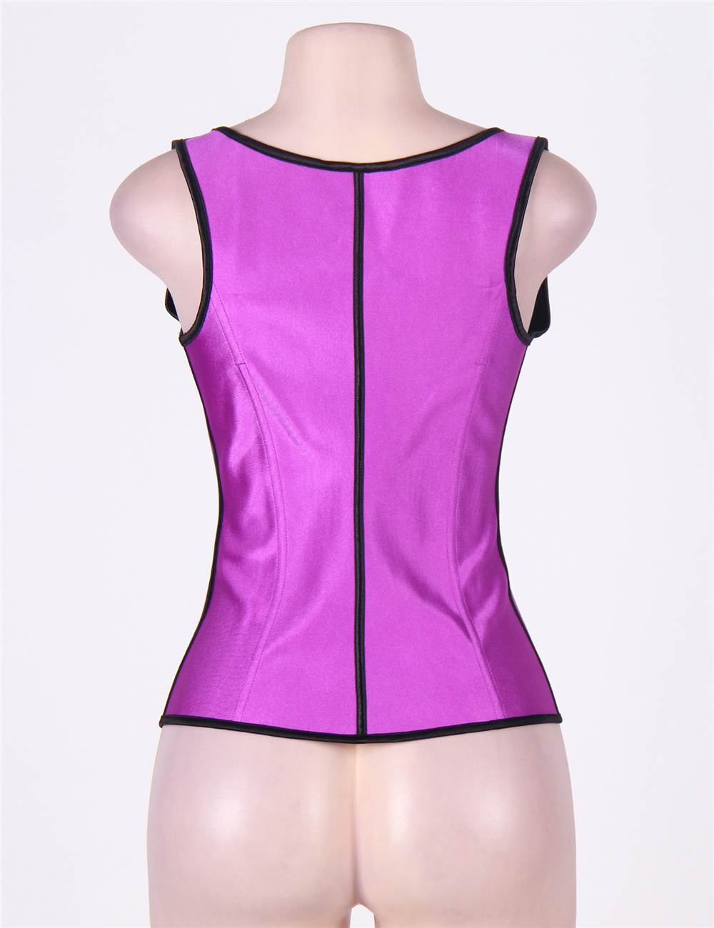 Purple Latex Waist Cincher Vest with 4 Steel Bones - TeaseFashion