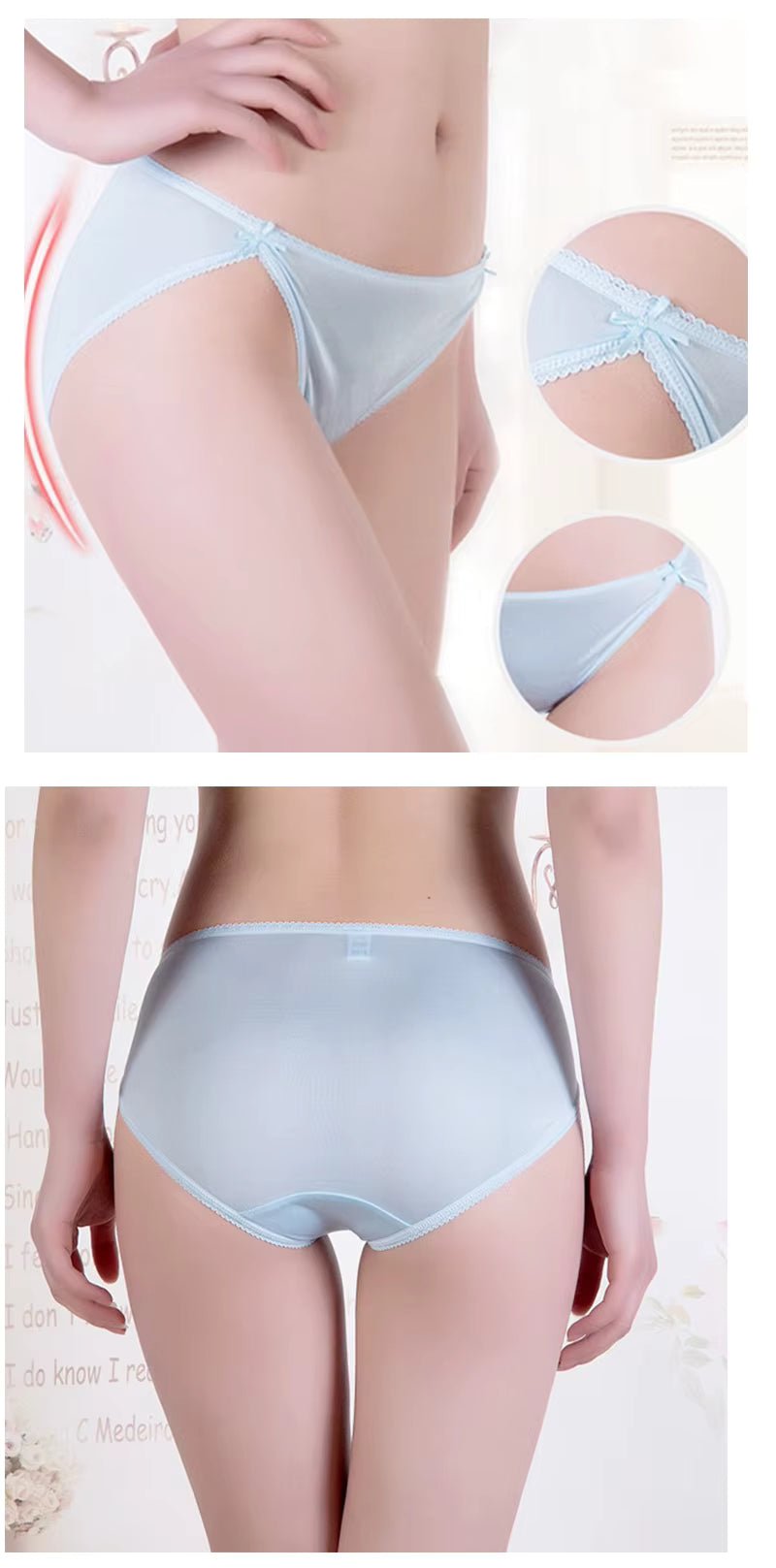 Purple Plain Color Sexy Cosy Silk Brief Underwear Seamless Silk Panty - TEASEFASHION