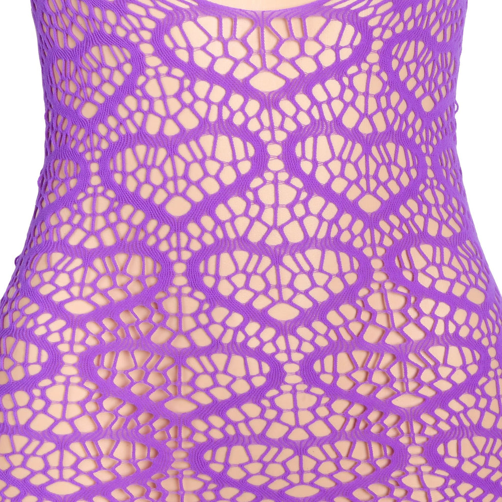 Purple Sexy Heart Shaped Long Sleeves One Piece Dress - TeaseFashion