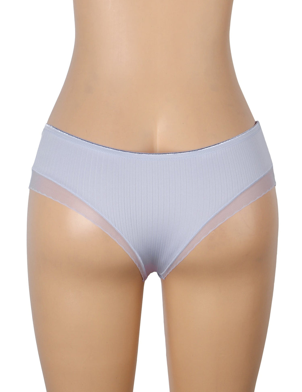 Purple Striped Brief with Mesh Front Panel & 3D Bow - TeaseFashion