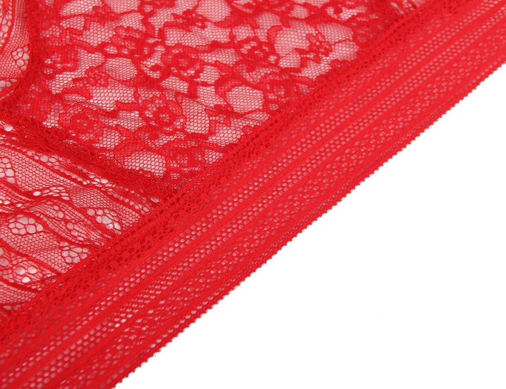 Red 3D Floral Lace Panty – Mid - Rise with Cotton Lining - TeaseFashion
