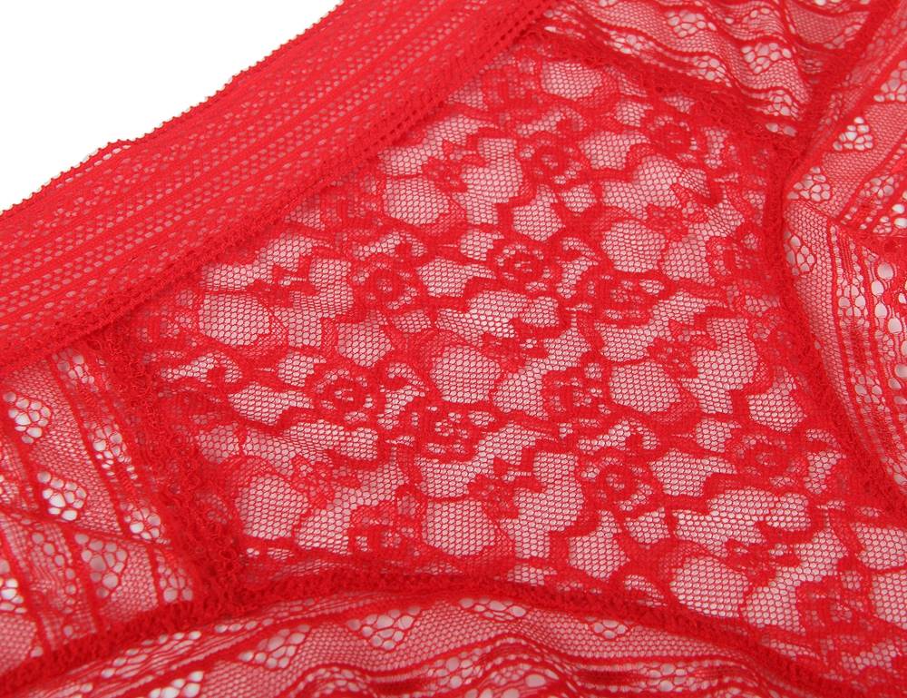 Red 3D Floral Lace Panty – Mid - Rise with Cotton Lining - TeaseFashion
