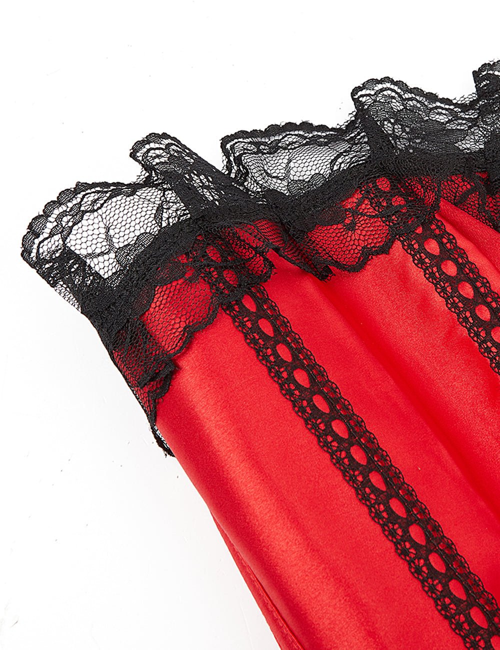 Red & Black Lace Corset – 12 Plastic Bones, Structured Fit - TeaseFashion