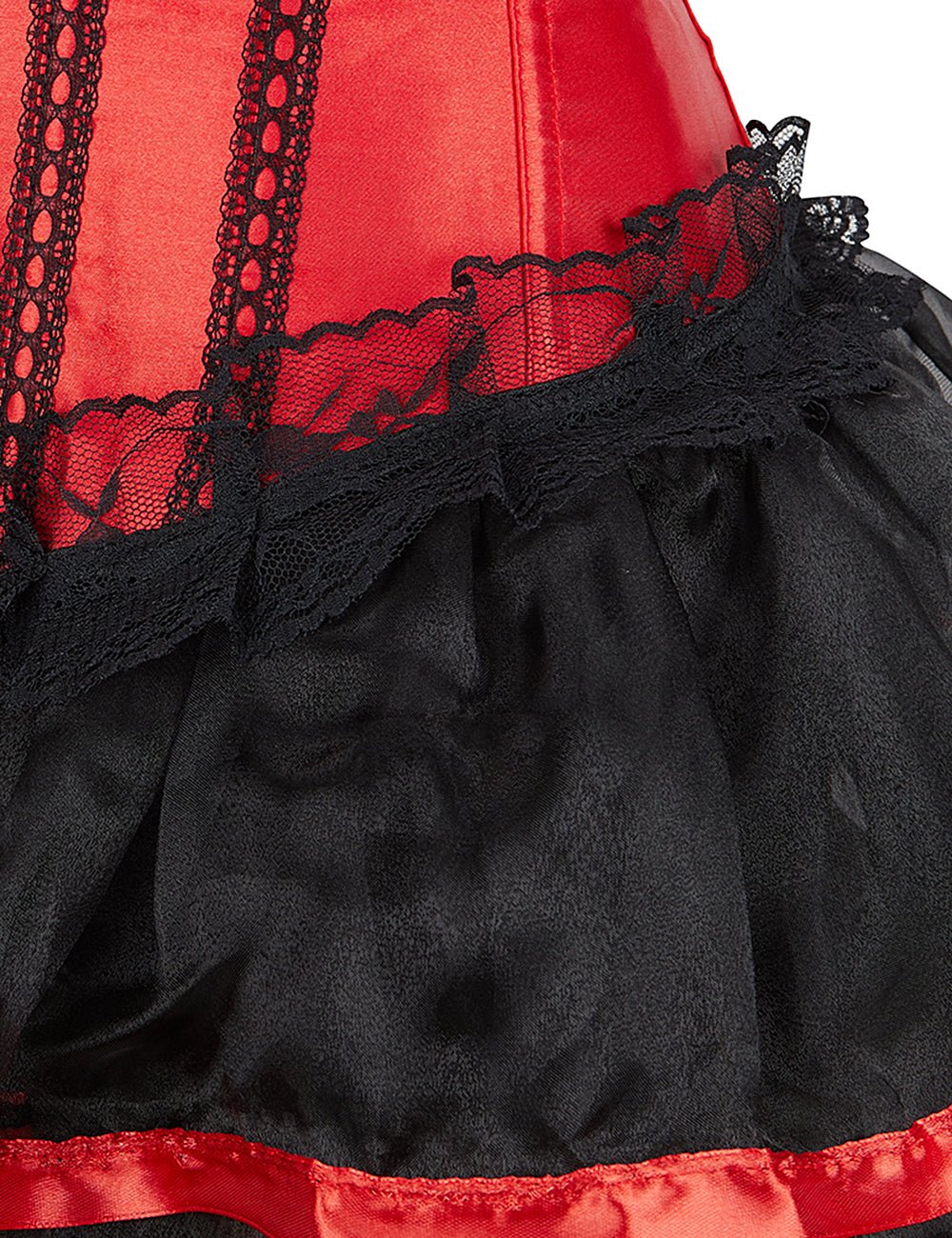 Red & Black Lace Corset – 12 Plastic Bones, Structured Fit - TeaseFashion