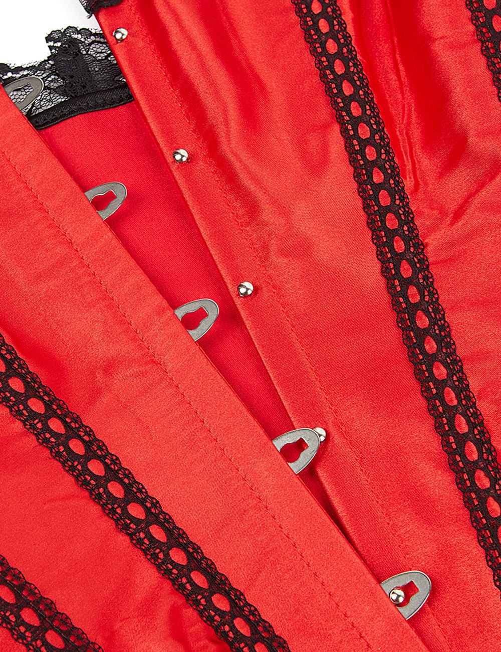 Red & Black Lace Corset – 12 Plastic Bones, Structured Fit - TeaseFashion