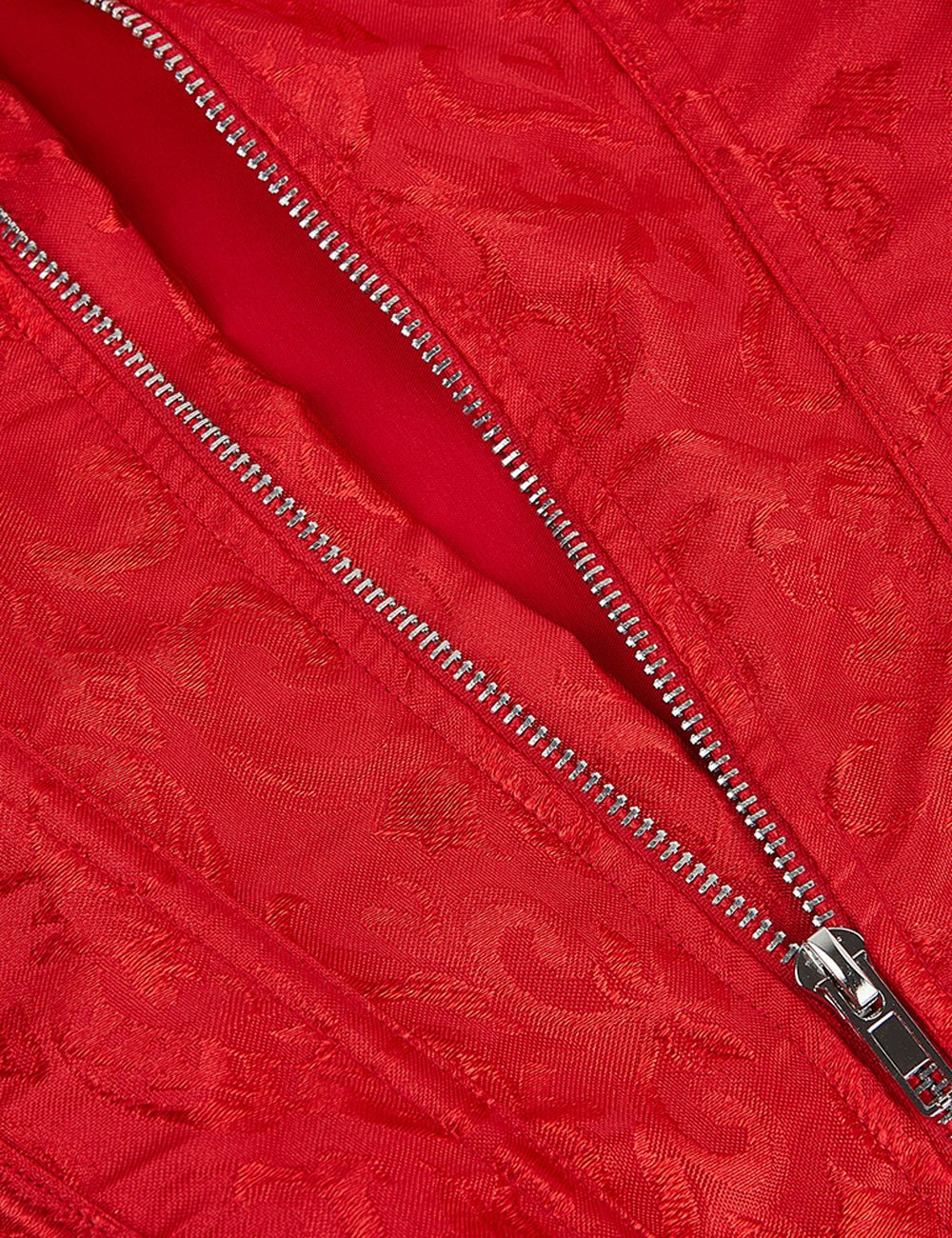 Red Embroidered Corset with Zipper & Adjustable Lacing - TeaseFashion
