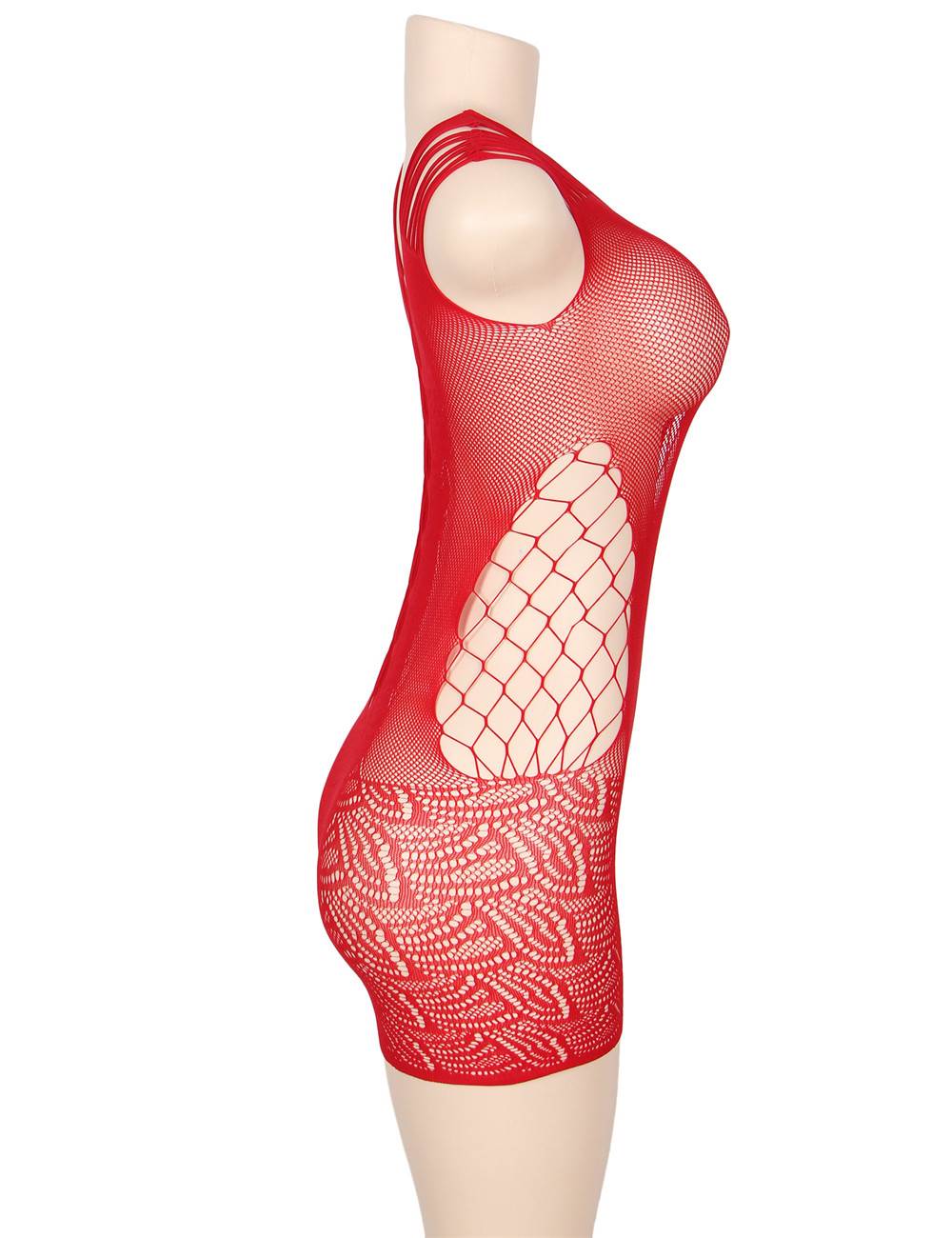 Red Floral Hollow - Out Mini Chemise Bodystocking - TeaseFashion