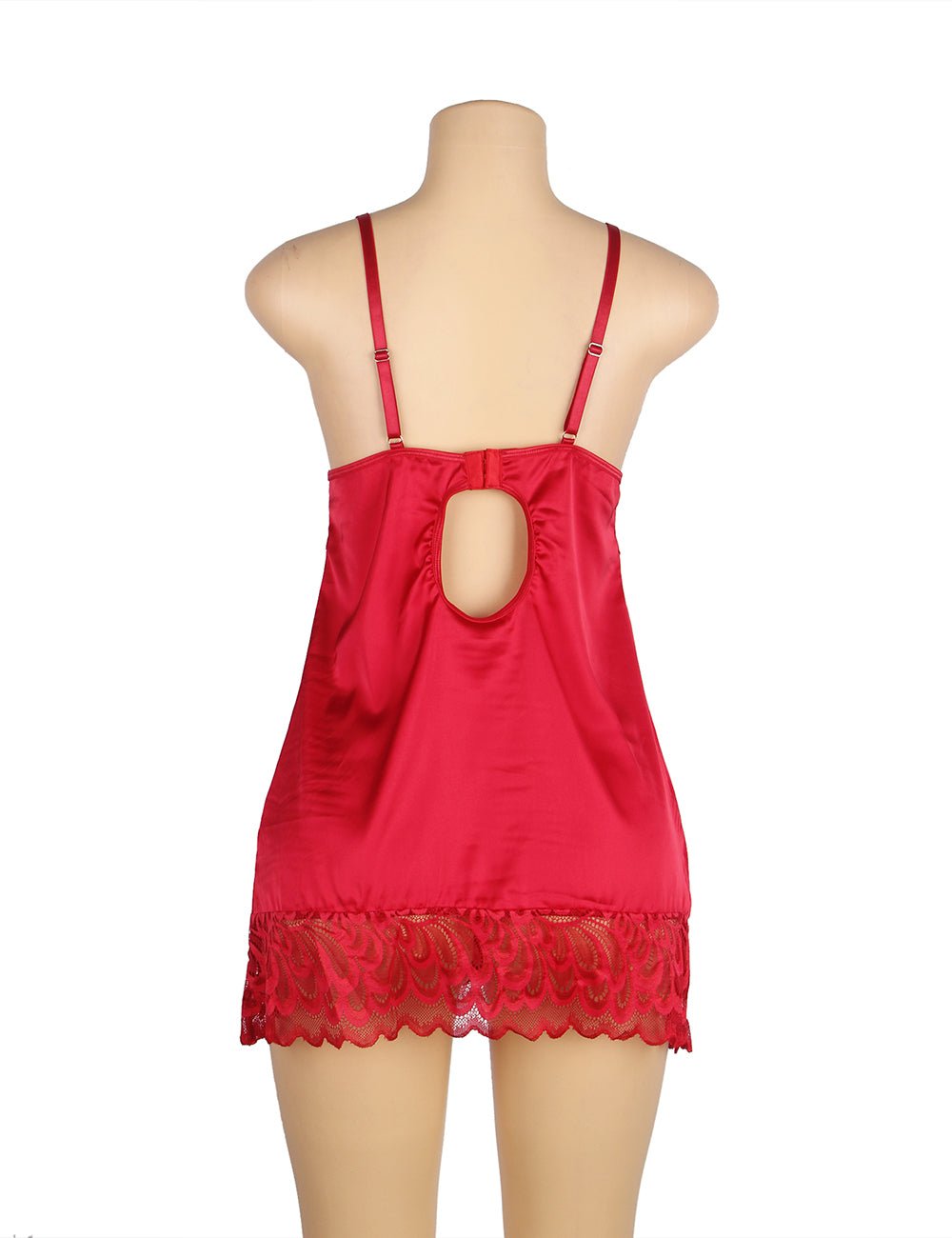 Red Floral Lace Babydoll with Hook - and - Eye Back Closure - TeaseFashion