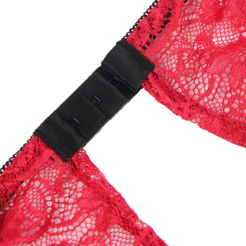 Red Lace Camisole, Panties & Satin Boxer Shorts Three - Piece Sleepwear Set - TeaseFashion