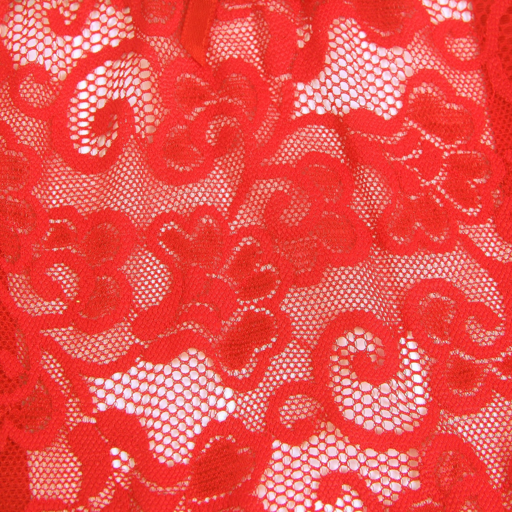 Red Lace Mesh Garter Belt with 4 Elastic Straps - TeaseFashion