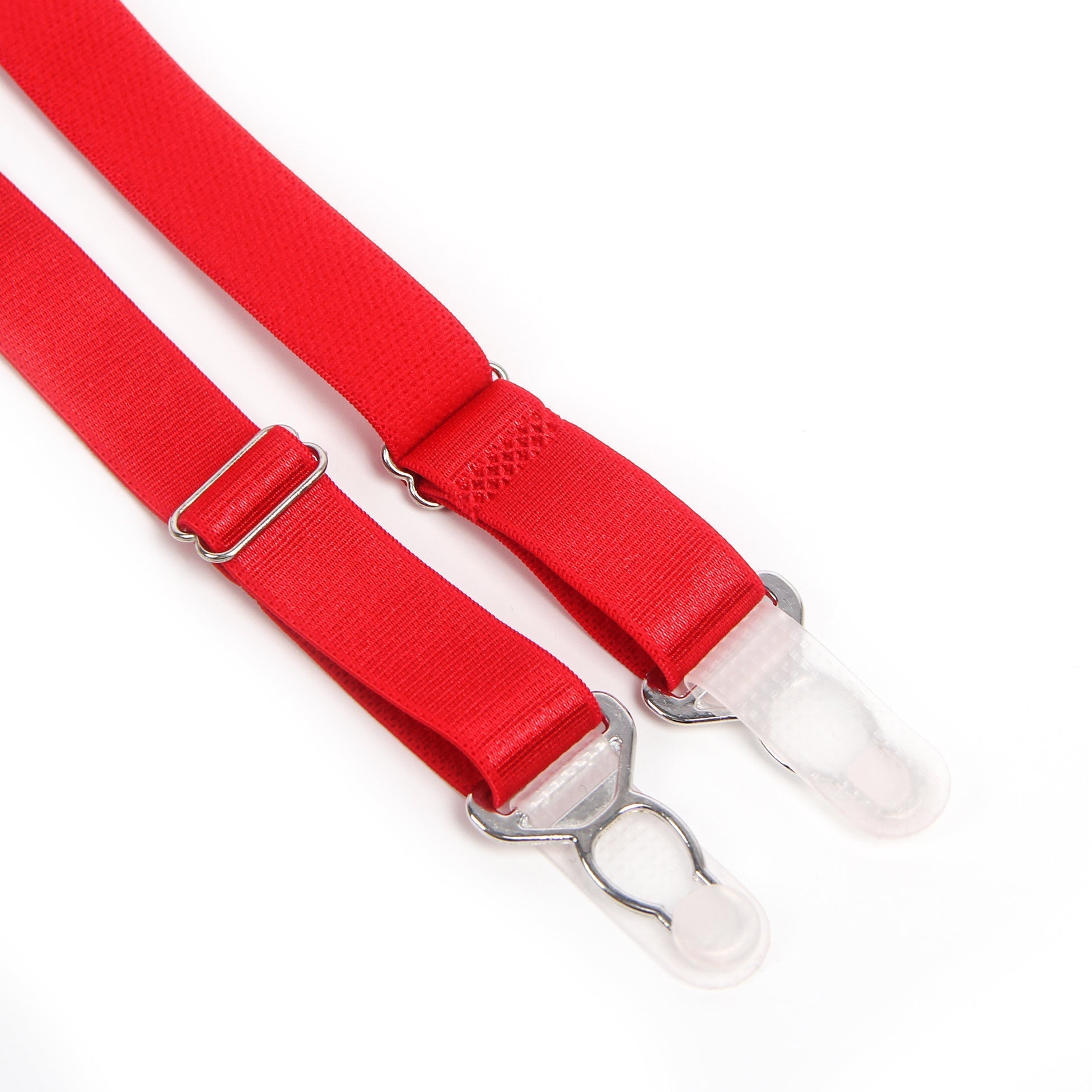 Red Mesh & 3D Embroidery Garter Panty Set with Waist Button - TeaseFashion