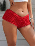 Red Mesh Ruffle Brief with Bow Detail & Swim - Fabric Lining - TeaseFashion