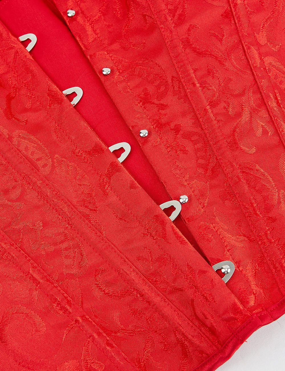 Red One - Shoulder Lace Corset – 12 Soft Bones, Busk Closure & Panties - TeaseFashion