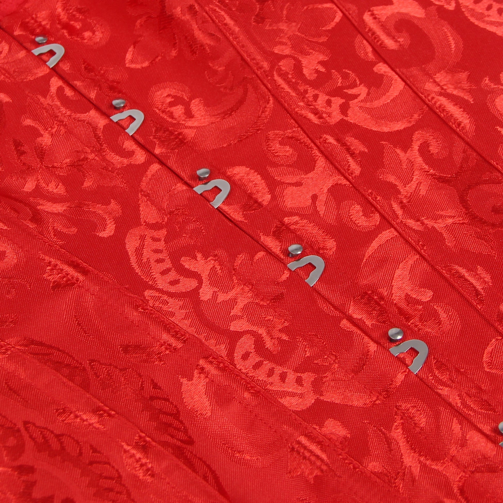 Red One - Shoulder Lace Corset – 12 Soft Bones, Busk Closure & Panties - TeaseFashion