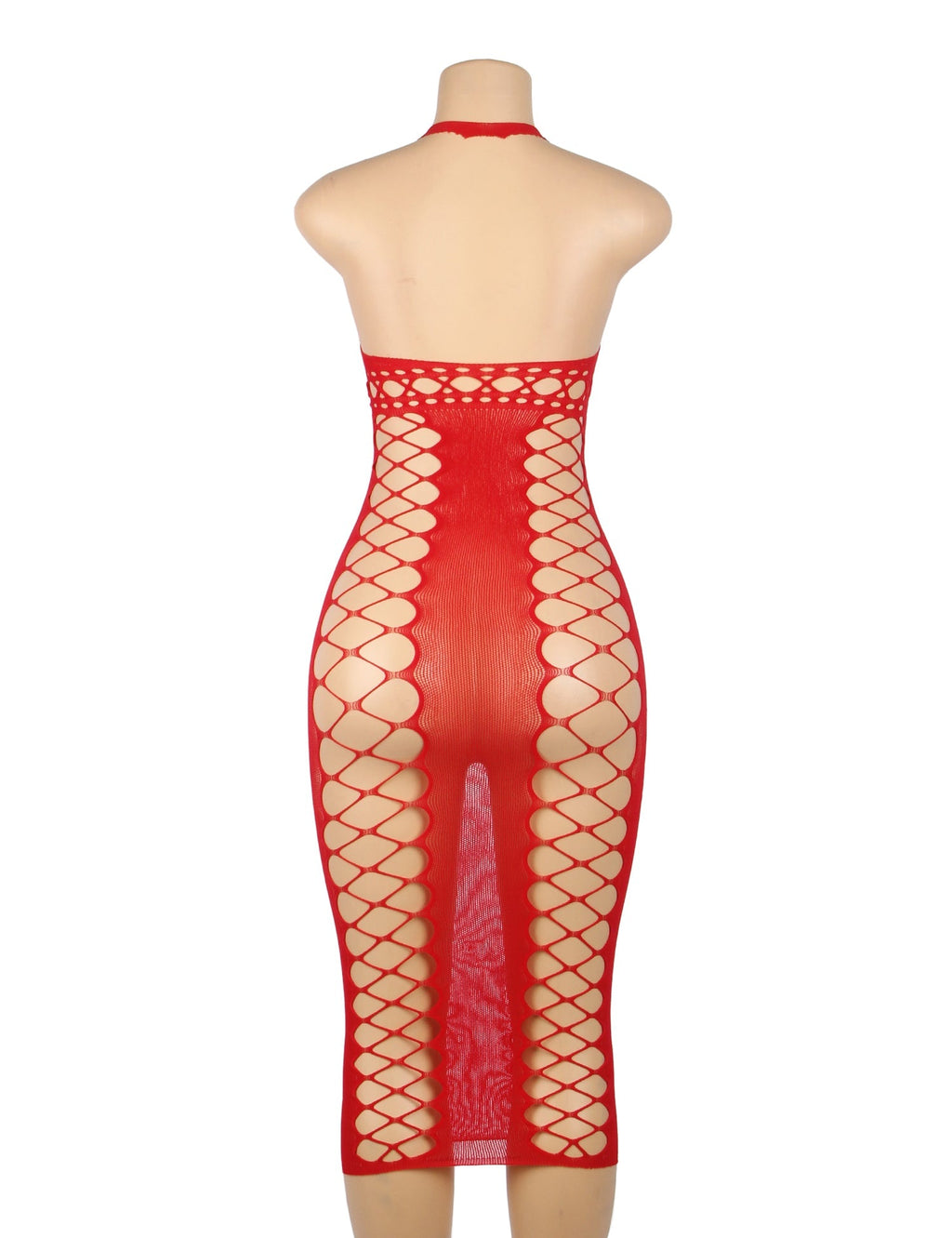 Red Sexy Fishnet Hollow Out Long Lingerie Babydolls - TeaseFashion