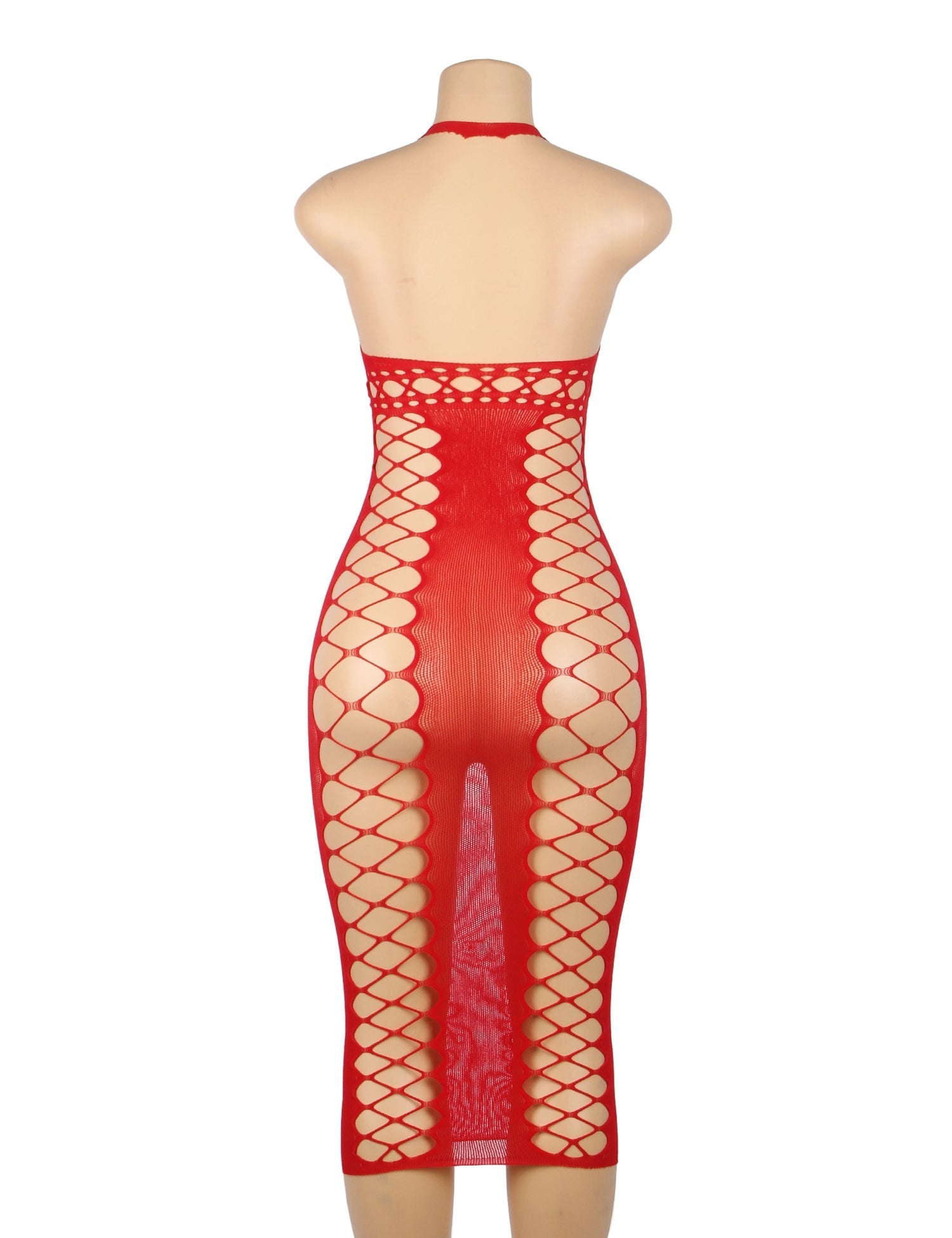 Red Sexy Fishnet Hollow Out Long Lingerie Babydolls - TeaseFashion