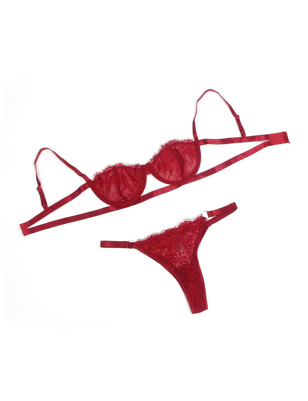 Red Sexy Lace Bra Set - TeaseFashion