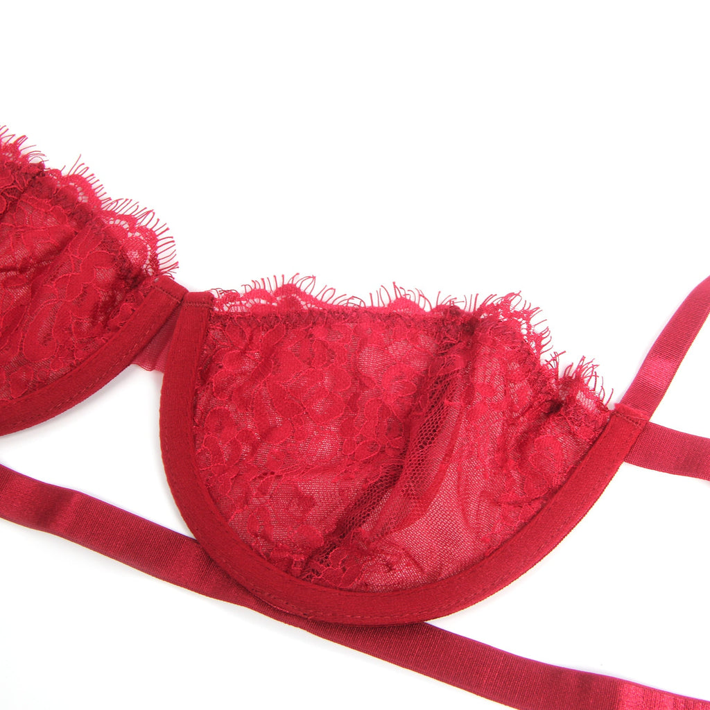 Red Sexy Lace Bra Set - TeaseFashion