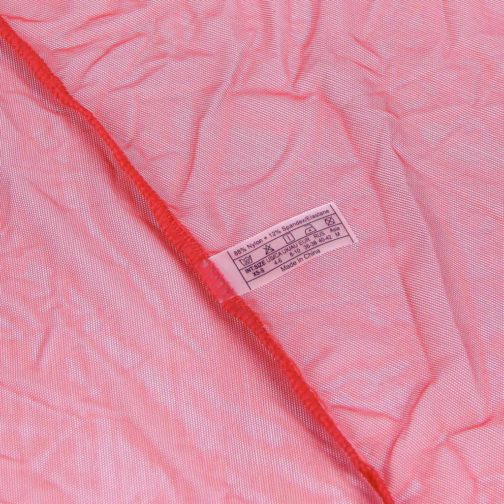 Red Sexy Mesh Imitation Mink Fur Trim Long Robe With Belt - TeaseFashion