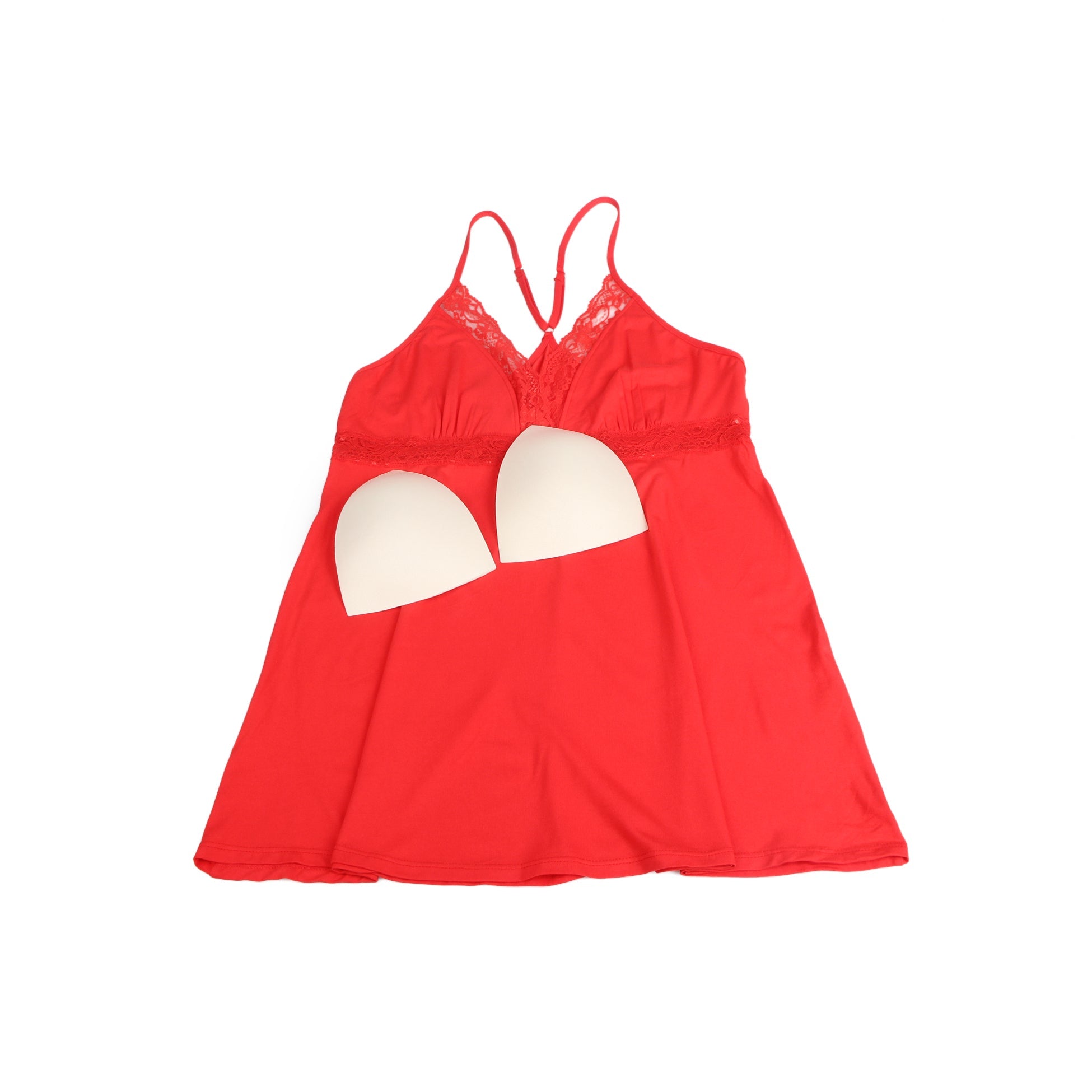 Red Sexy Modal Lace Deep V Neck Suspender Nightdress - TeaseFashion