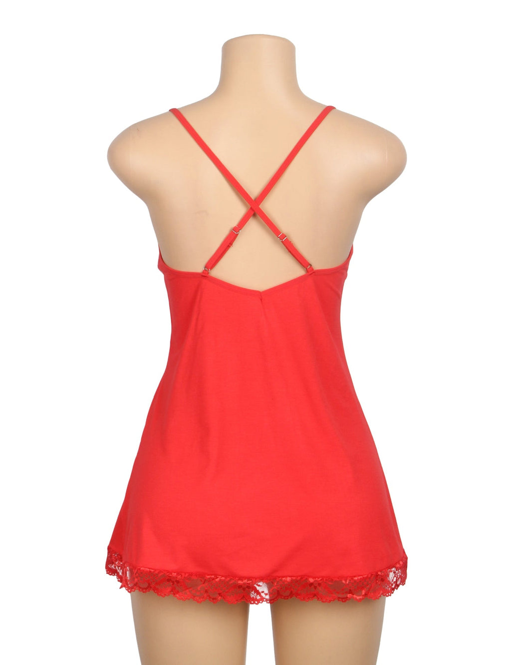 Red Sexy Modal Lace Suspender Nightwear - TeaseFashion