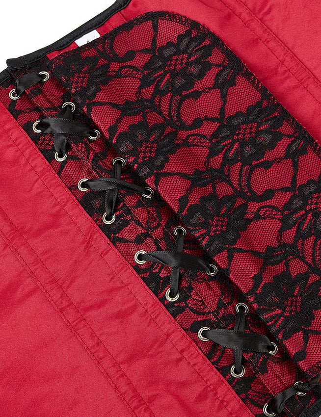 Red Sweetheart Bustier Corset – Soft Bones, Back Lacing & Panties - TeaseFashion
