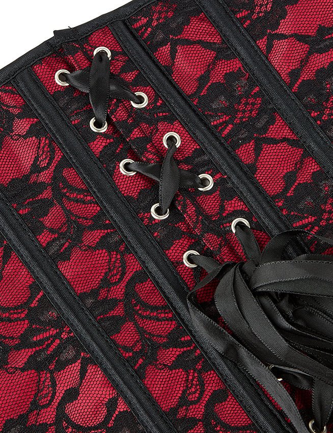 Red Sweetheart Bustier Corset – Soft Bones, Back Lacing & Panties - TeaseFashion