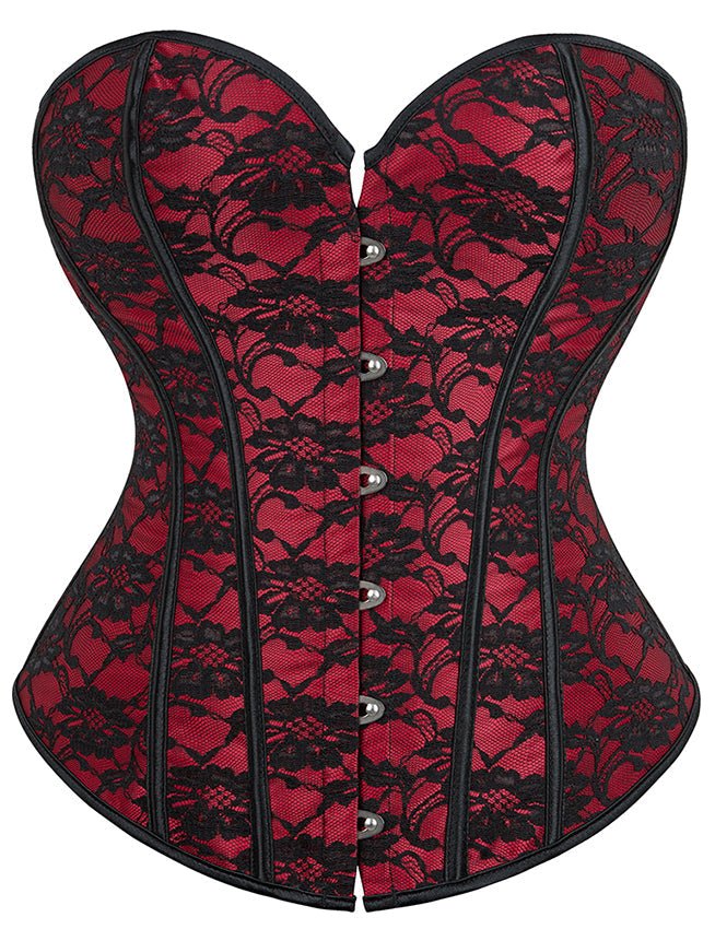 Red Sweetheart Bustier Corset – Soft Bones, Back Lacing & Panties - TeaseFashion