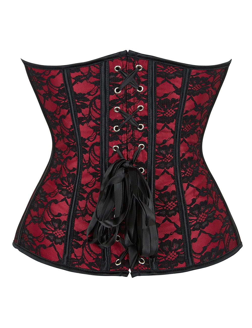Red Sweetheart Bustier Corset – Soft Bones, Back Lacing & Panties - TeaseFashion