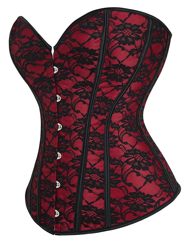 Red Sweetheart Bustier Corset – Soft Bones, Back Lacing & Panties - TeaseFashion