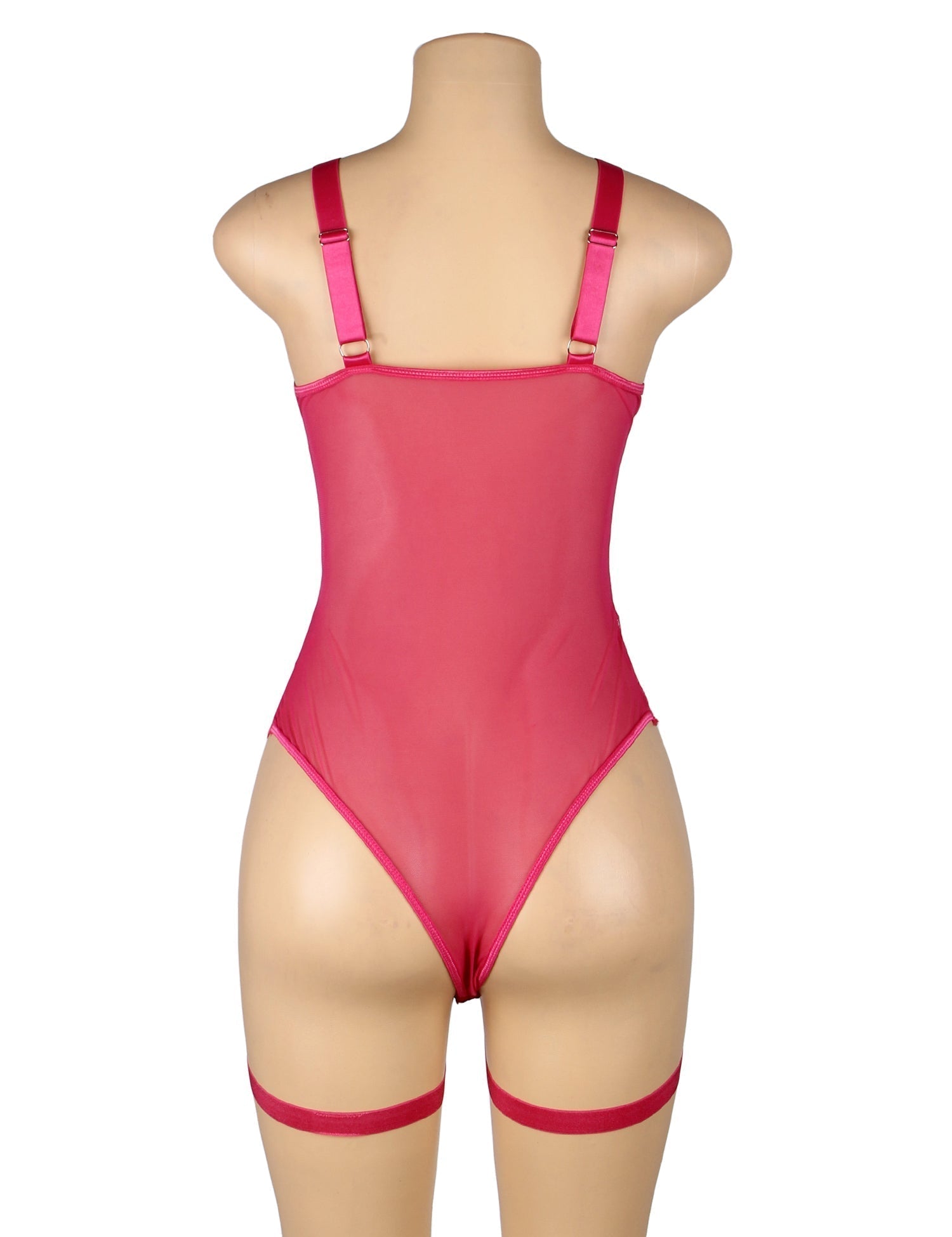 Rose Lace Teddy with Suspender Leg Rings - TeaseFashion