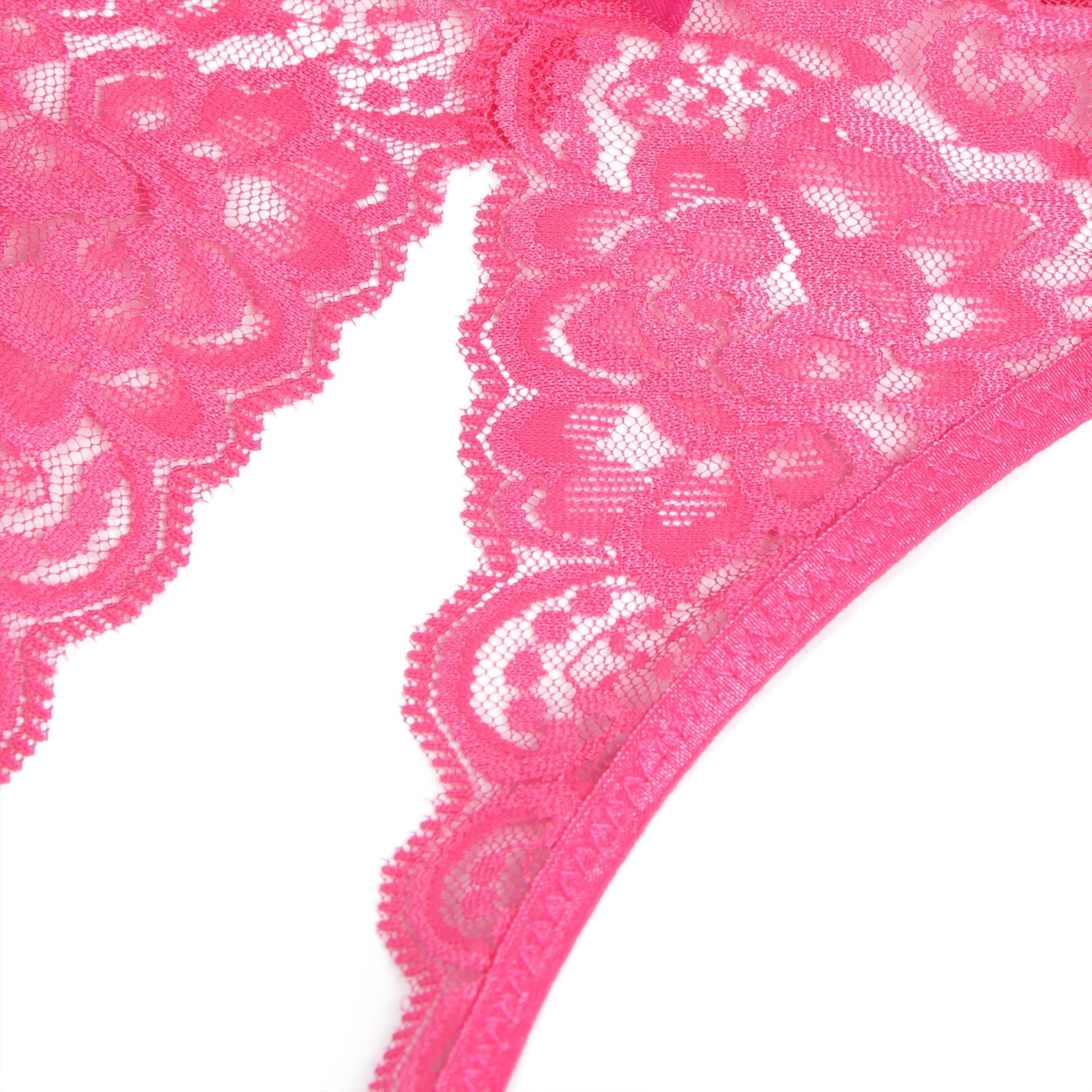 Rose Sexy Open Crotch Lace Bow Panty - TeaseFashion