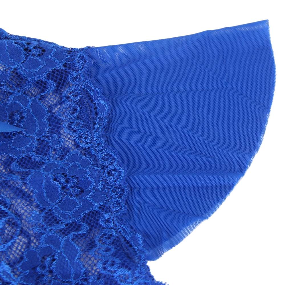 Sexy Neckline Ruffle Plus Size Halter V Teddy With The Belt - TeaseFashion