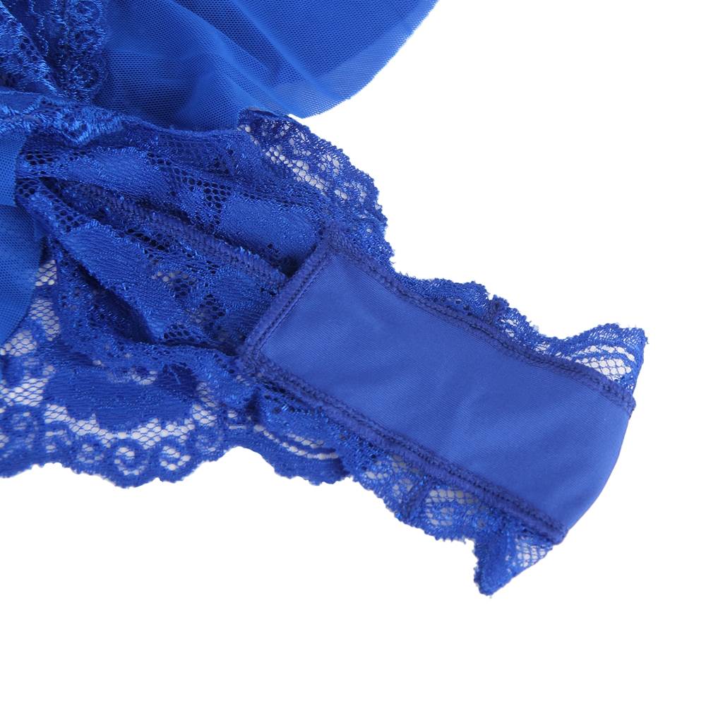 Sexy Neckline Ruffle Plus Size Halter V Teddy With The Belt - TeaseFashion