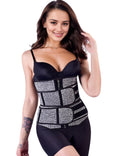 Silver & Black Neoprene Waist Trainer – 15 Steel Bones - TeaseFashion