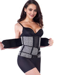 Silver & Black Neoprene Waist Trainer – Hook & Eye, 15 Bones - TeaseFashion