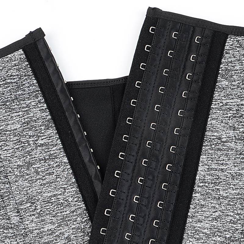 Silver & Black Neoprene Waist Trainer – Hook & Eye, 15 Bones - TeaseFashion