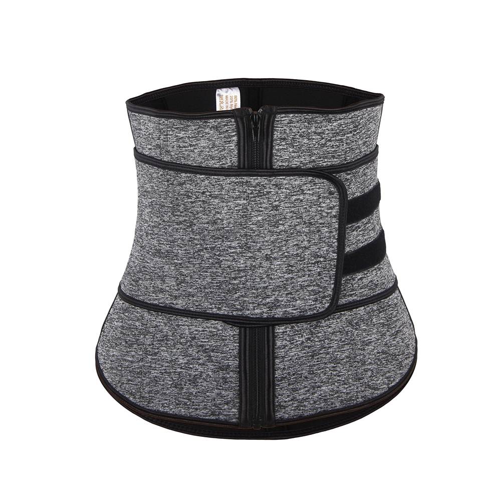 Silver & Black Neoprene Waist Trainer – Single Belt, 9 Bones - TeaseFashion