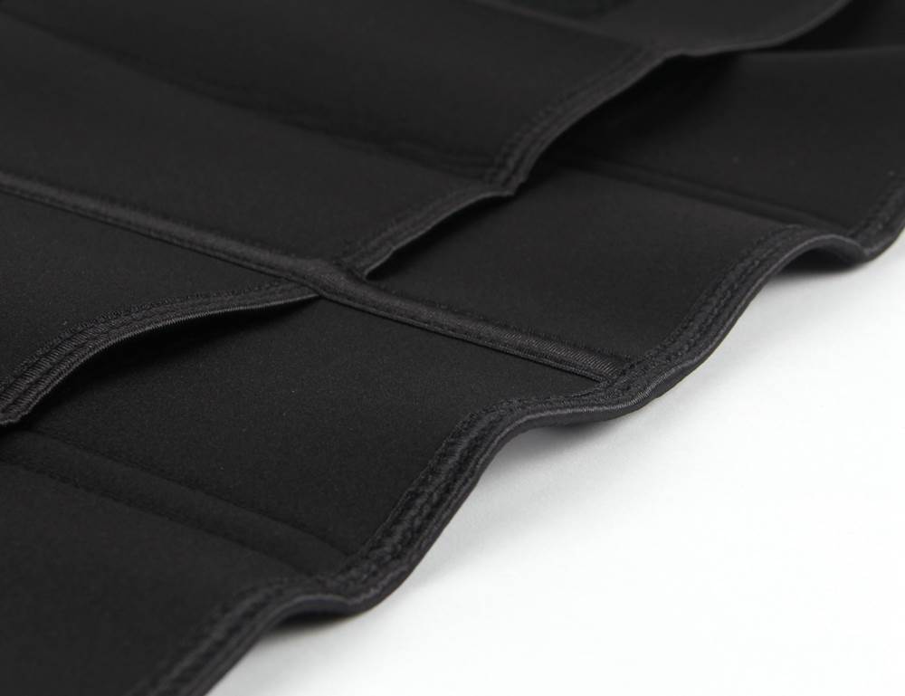 Silver & Black Neoprene Waist Trainer – Single Belt, 9 Bones - TeaseFashion