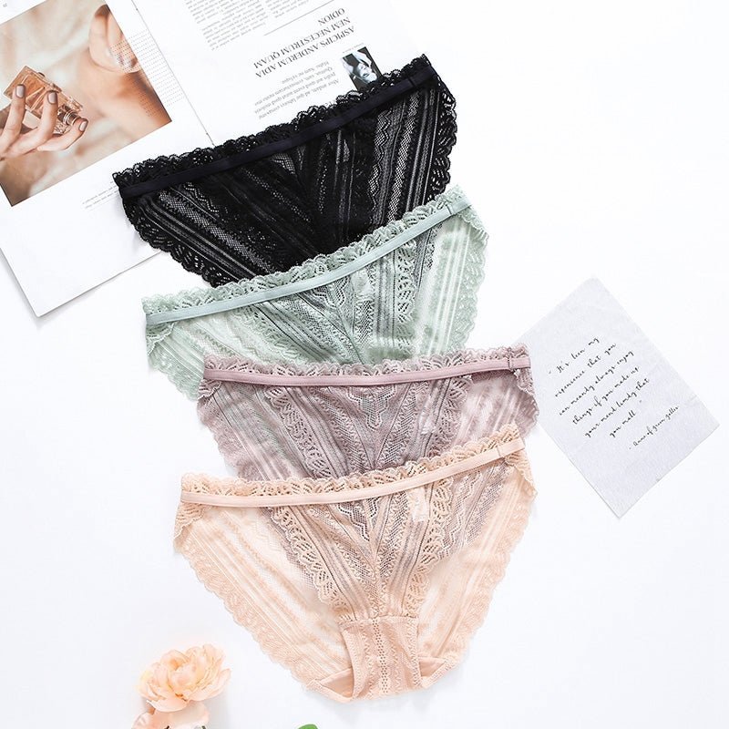 Skin Low Waist Transparent Hollow Out Seamless Underwear - TEASEFASHION