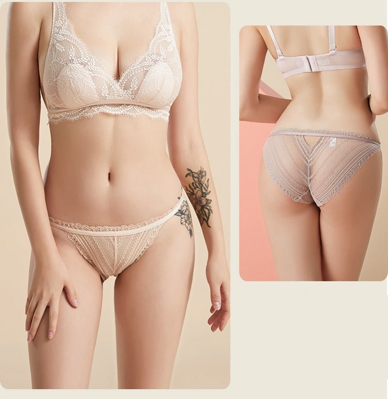 Skin Low Waist Transparent Hollow Out Seamless Underwear - TEASEFASHION