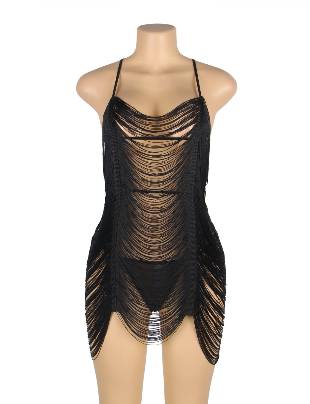 Tassel & Lace Cutout Suspender Babydoll —Wearable as a Beach Dress - TeaseFashion