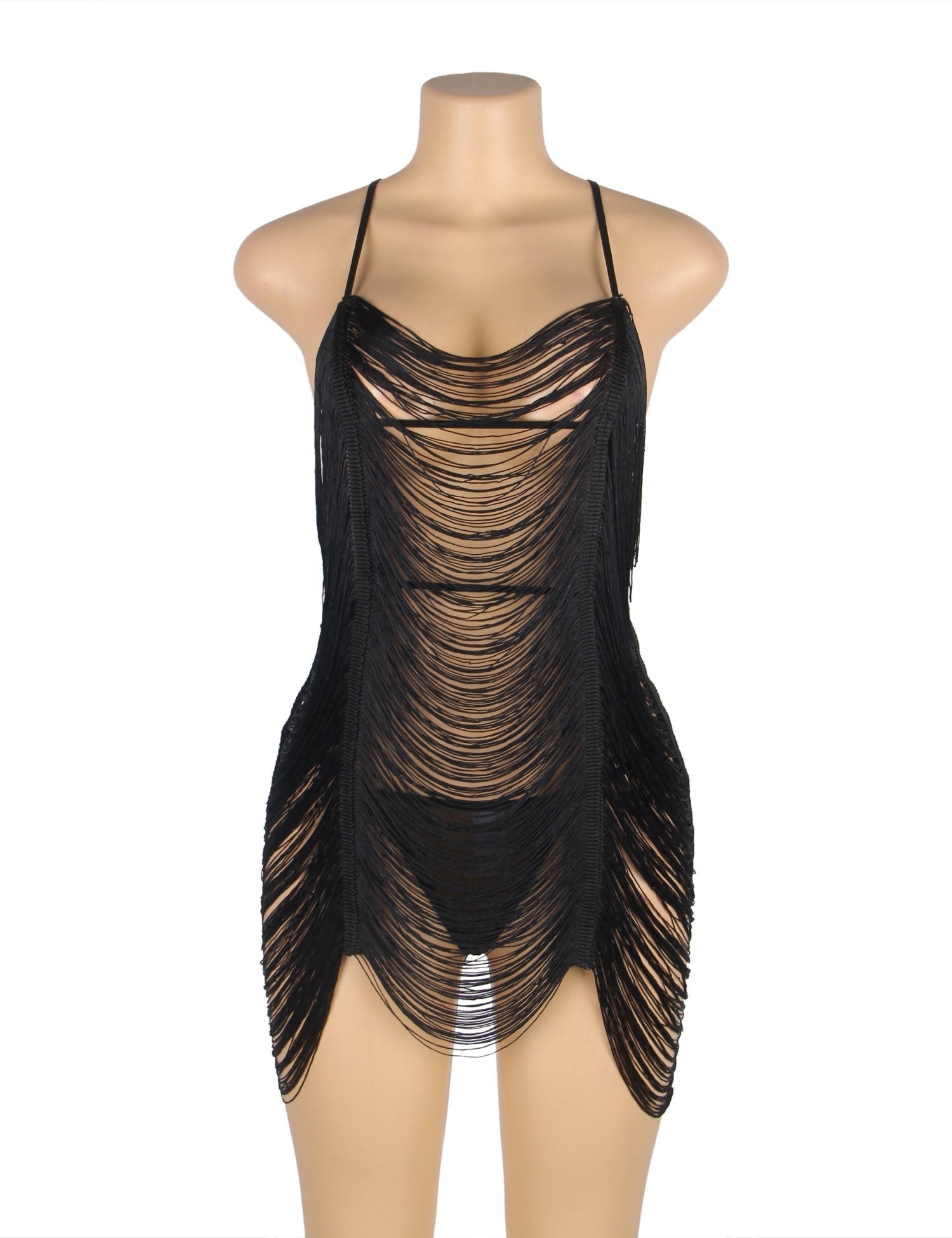 Tassel & Lace Cutout Suspender Babydoll —Wearable as a Beach Dress - TeaseFashion
