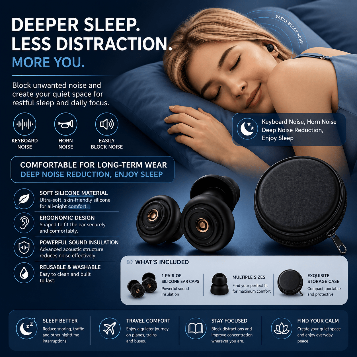 TS Quiet™ Sleep Earplugs – Reusable Soft Silicone Noise Reduction - TEASEFASHION