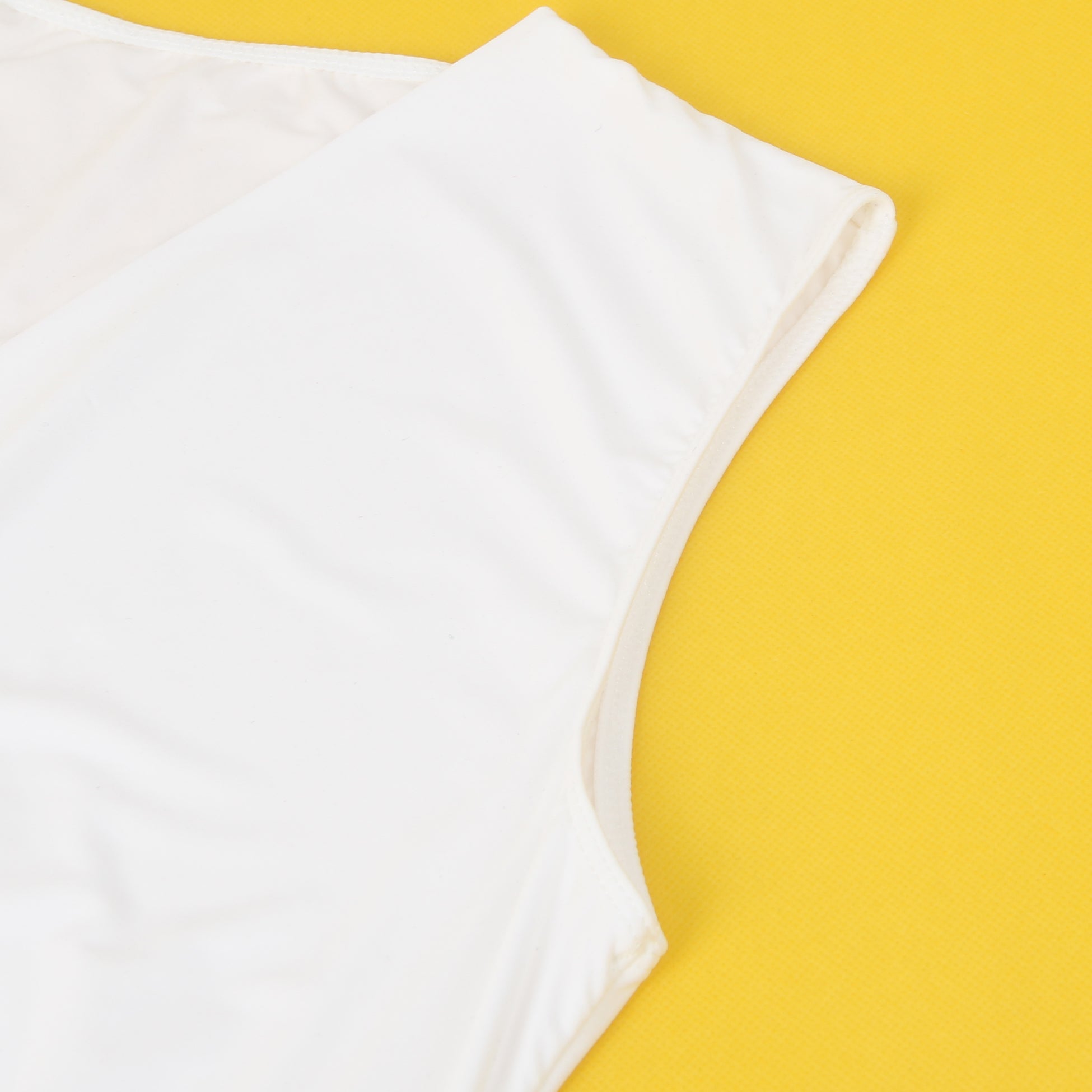White Deep V - Neck Sleeveless Snap - Crotch Bodysuit - TeaseFashion